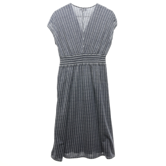 Max Studio Short Sleeve Pinstripe Midi Dress w/Pockets Women S Blue/White - Picture 6 of 13